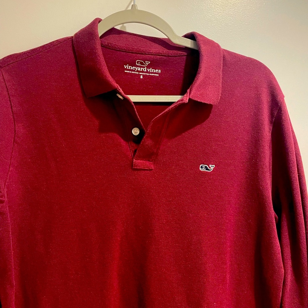 Cotton long sleeve vineyard Vines polo red